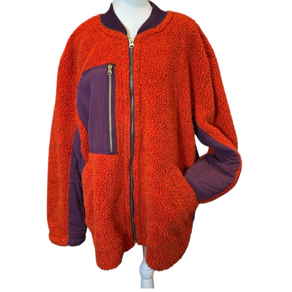 We The Free Rivington Sherpa Teddy Jacket Color-Block Design EUC - Picture 5 of 11